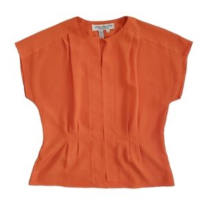 Vintage bright orange square cap sleeve top 6p